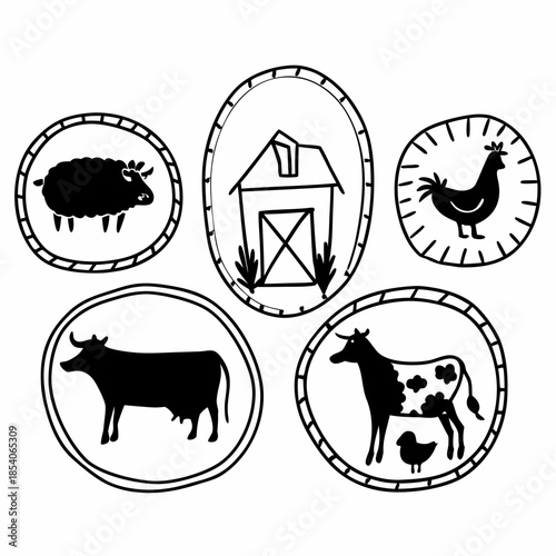 Various Farm Animals Vector Illustration – Domestic Animals for Agriculture and Farming