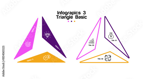 Simple modern triangle infographic for business presentation visual templates. 3-part infographic, vector eps