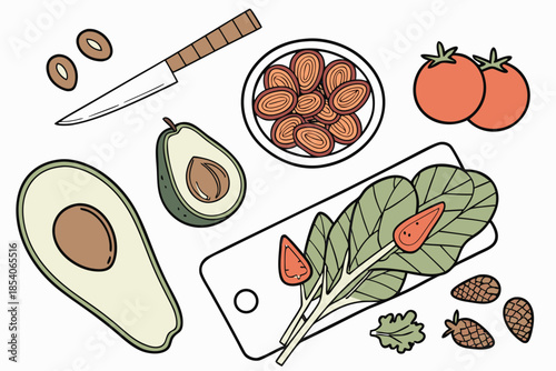 Raw Food Preparation Concept With Top View Angle   (2)