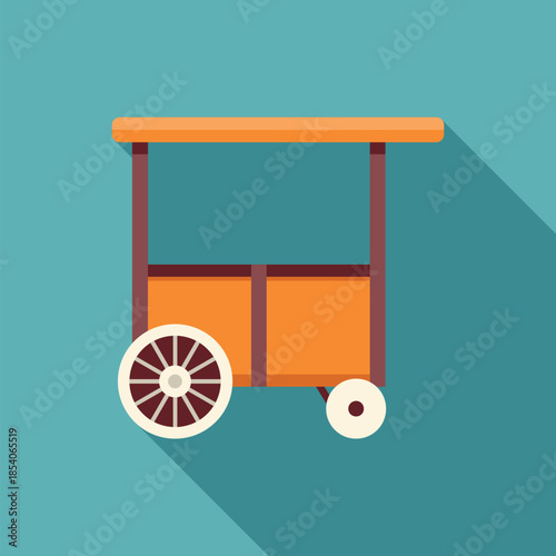 Food cart standing with wheels, offering a mobile vendor stall concept