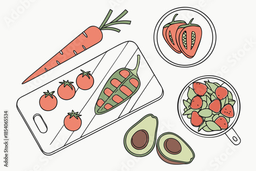 Raw Food Preparation Concept With Top View Angle   (1)