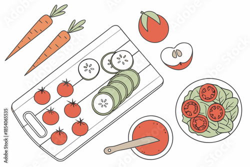 Raw Food Preparation Concept With Top View Angle  