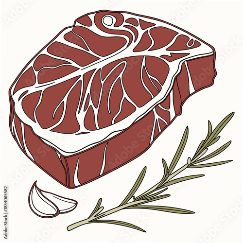 Raw Beef Steak Illustration  Clean Vector  White B