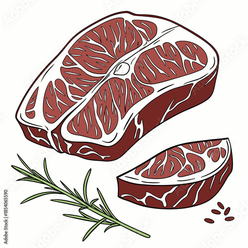 Raw Beef Steak Illustration  Clean Vector  White B (3)