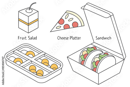 Pre Packed Food Items Without Branding  Vector  Wh
