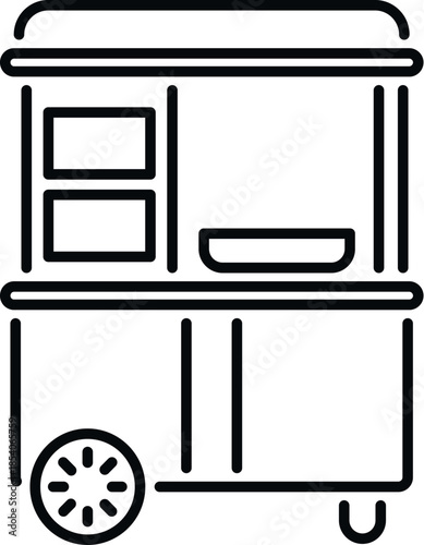 Food cart providing meal service icon as a mobile vendor kiosk