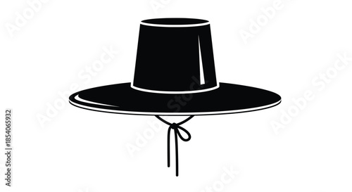 A black and white illustration of a traditional korean gat hat