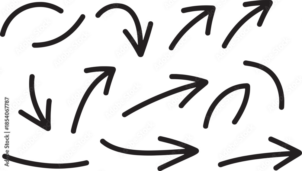 Fototapeta premium hand drawn Doodle Arrows Icon set On White Background.