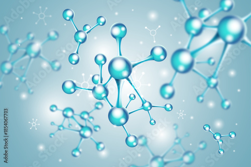 Clean Blue Scientific Molecule Illustration