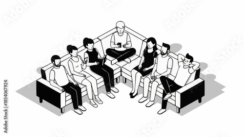 Group of People Sitting in a Circle.