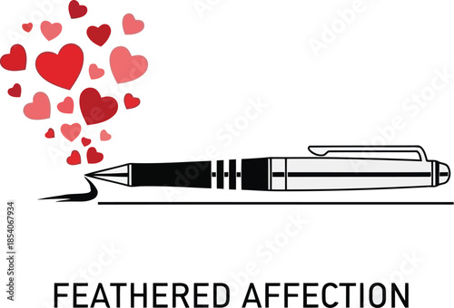 Feathered affection pen with heart