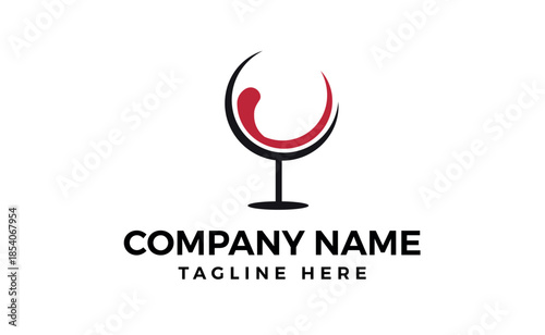 Minimalist wineglass logo design.