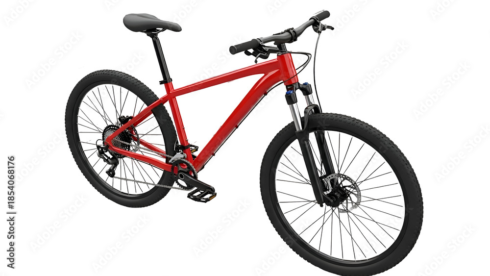 Fototapeta premium Red mountain bike with black wheels