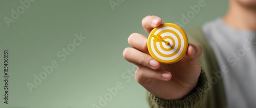 Targeting success engaging with a bullseye toy in a calm studio setting