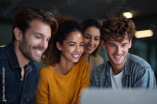 Engaging collaborative learning experience in a productive office with friends