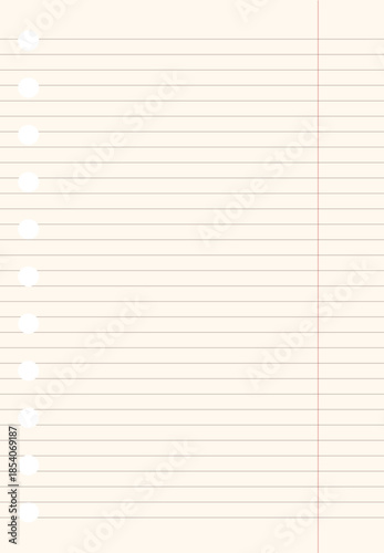 Lined notebook page. Sheet of paper. Blank scrapbook element. Vector illustration in flat style