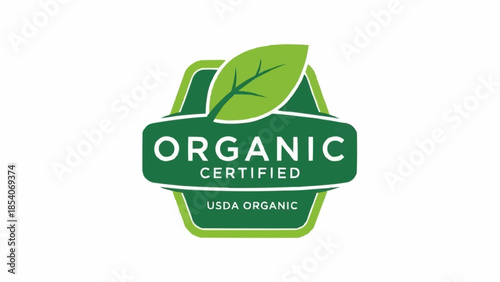 Organic Certified Green Label with Leaf.