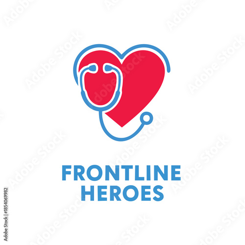 Stylized heart with stethoscope symbol representing medical professionals and healthcare workers dedicated to saving lives