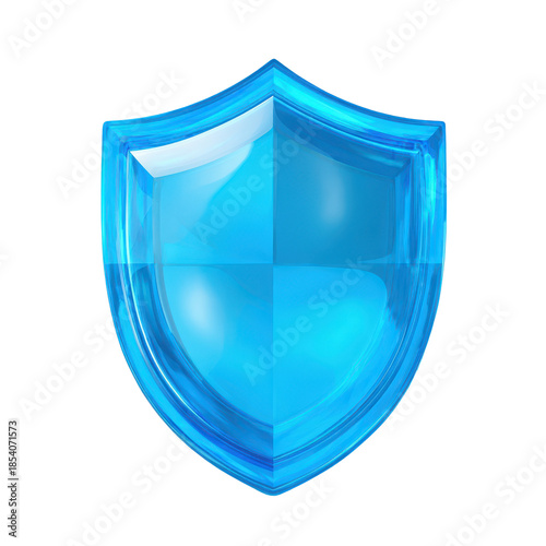 Blue shield protection icon 3D security element isolated on transparent background 