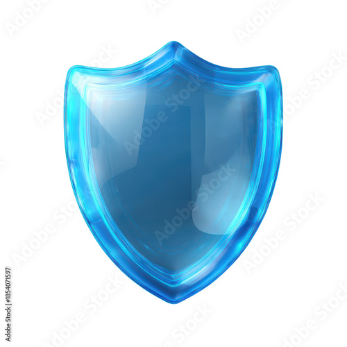 Blue shield protection icon 3D security element isolated on transparent background 