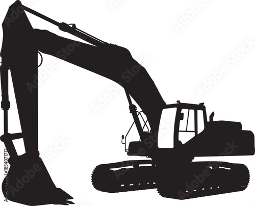 Excavator machine silhouette profile