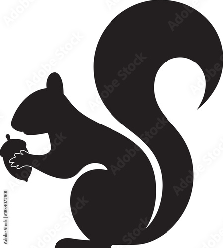 Squirrel silhouette holding acorn