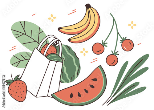 Clean Organic Food Illustration Using Soft Shadows (2)