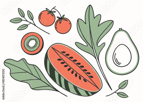 Clean Organic Food Illustration Using Soft Shadows