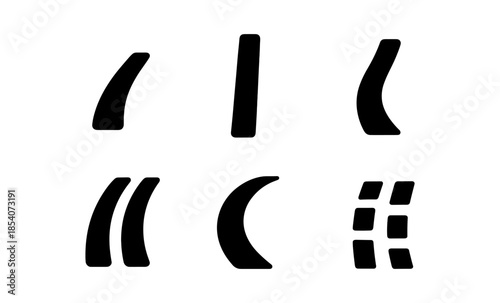 Collection of quotation mark symbols and punctuation in black on a white background