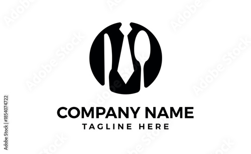 Illustration modern restaurant waitress uniform sign logo icon vector template