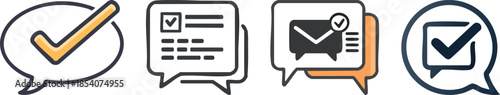 Delivered message double check bubble icon bold black stroke ui confirmation status chat interface symbol