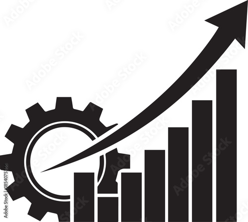 Industrial growth and progress chart with gear and rising arrowPrint