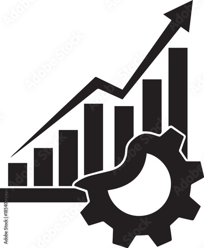 PrintGear and growing graph chart with arrow pointing up