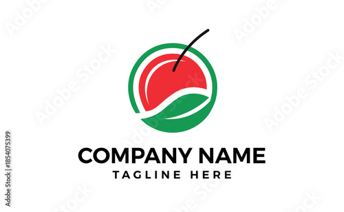 Fruits with leaf logo design vector template