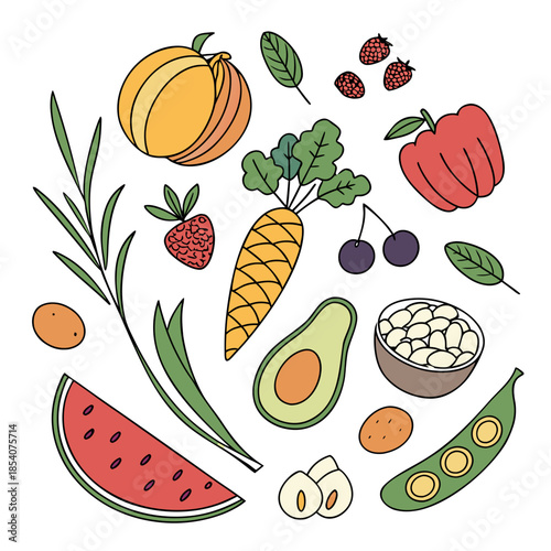 Clean Plant Based Food Illustration  Flat Vector   (2)
