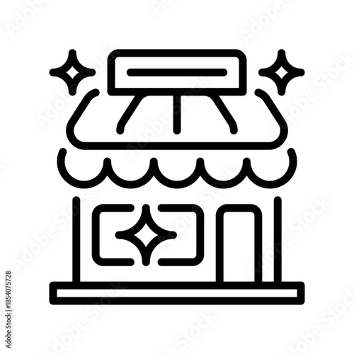 Store Line Icon, Outline Symbol for Retail Location, Product Display, Customer Shopping, Business Operation, and Commerce Services. Vector Sign Icon.