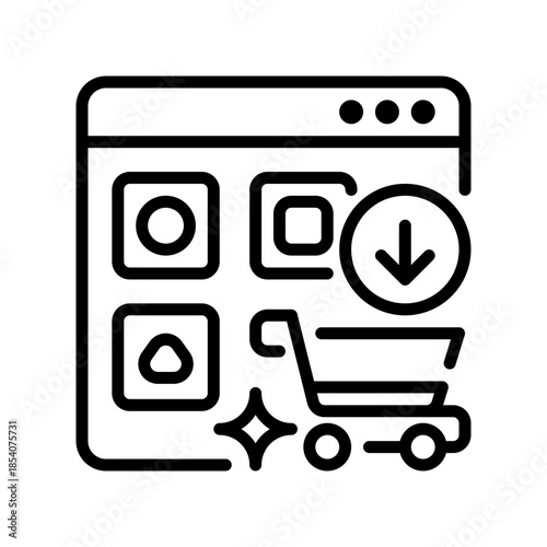 Product Listing Line Icon, Outline Symbol for Item Organization, Catalog Display, Ecommerce Navigation, Retail Browsing, and Online Merchandising. Vector Sign Icon.