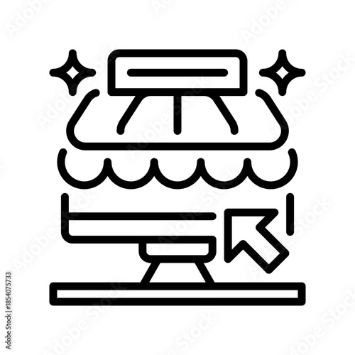 Online Store Line Icon, Outline Symbol for Digital Shopping, Product Browsing, Ecommerce Purchasing, Retail Management, and Customer Transactions. Vector Sign Icon.