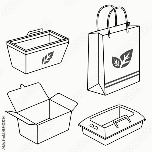 Eco Food Packaging Shapes Without Branding  Vector (1)