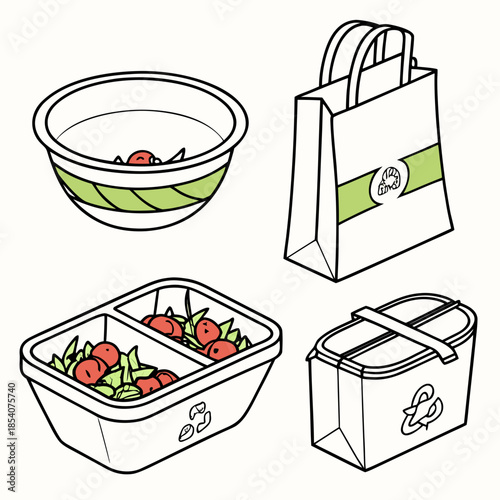 Eco Food Packaging Shapes Without Branding  Vector (3)