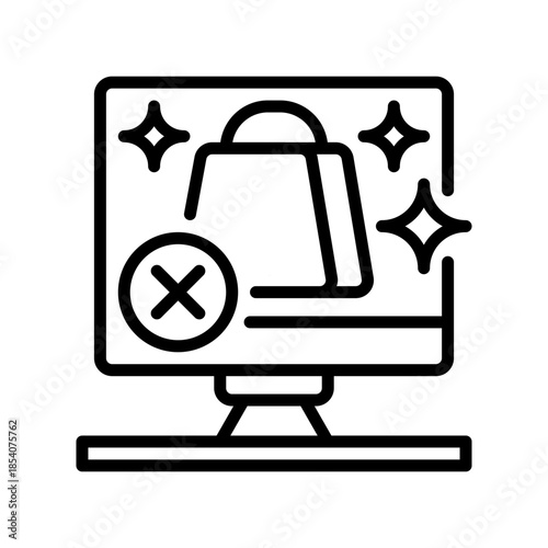Order Cancelled Line Icon, Outline Symbol for Transaction Termination, Purchase Reversal, Customer Request, Ecommerce Adjustment, and Retail Notification. Vector Sign Icon.
