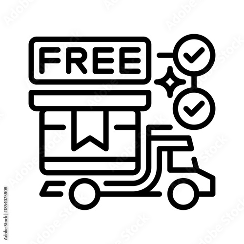 Free Delivery Line Icon, Outline Symbol for Zero-Cost Shipping, Customer Service, Retail Incentives, Ecommerce Logistics, and Purchase Benefits. Vector Sign Icon.