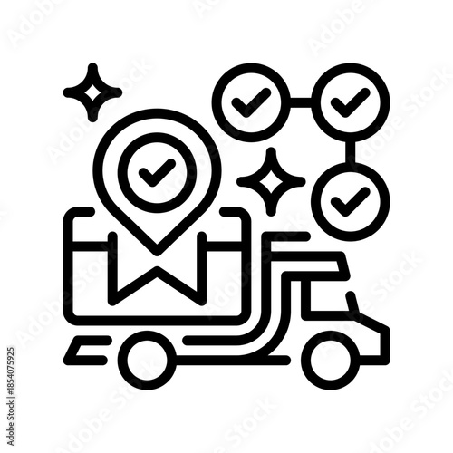 Tracking Package Line Icon, Outline Symbol for Delivery Monitoring, Shipment Status, Parcel Movement, Order Progress, and Logistics Tracking. Vector Sign Icon.