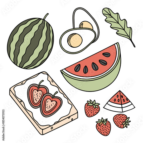 Clean Food Flat Lay Composition  Flat Vector  Isol