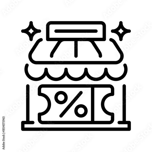 Voucher Card Line Icon, Outline Symbol for Discount Coupons, Promotional Offers, Customer Rewards, Retail Credits, and Ecommerce Benefits. Vector Sign Icon.