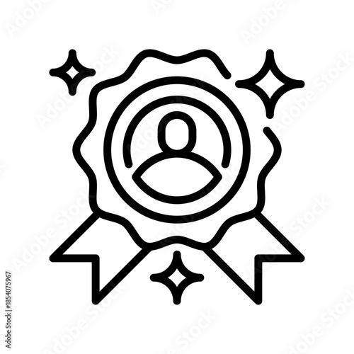 Membership Badge Line Icon, Outline Symbol for Loyalty Program, Exclusive Access, Customer Tier, Reward Status, and Privilege Identification. Vector Sign Icon.