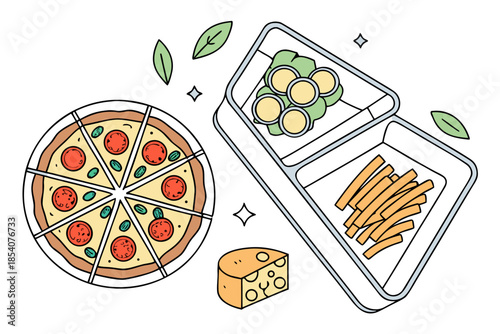 Frozen Food Flat Lay Concept  Clean Vector  White  (2)