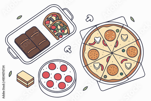 Frozen Food Flat Lay Concept  Clean Vector  White  (1)