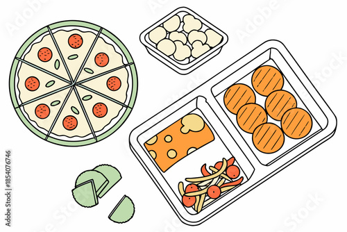 Frozen Food Flat Lay Concept  Clean Vector  White  (3)