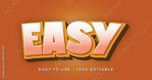 Easy text effect typography template orange and white three dimensional modern lettering design isolated with simple editable text